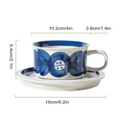 Tom Küche & Esszimmer-Handgezeichnetes Espressotassen-Set aus Keramik – 237 ml Cappuccino-Untertasse