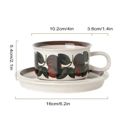 Tom Küche & Esszimmer-Handgezeichnetes Espressotassen-Set aus Keramik – 237 ml Cappuccino-Untertasse