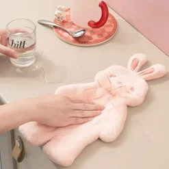 Tom Küche & Esszimmer-Handtuch mit Cartoon-Kaninchen – dicker, saugfähiger Korallensamt für Badezimmer und Küche