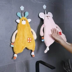 Tom Küche & Esszimmer-Handtuch mit Cartoon-Tieren – weiches Korallenvlies, hohe Saugfähigkeit, Kinderhandtuch