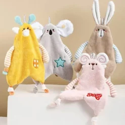 Tom Küche & Esszimmer-Handtuch mit Cartoon-Tieren – weiches Korallenvlies, hohe Saugfähigkeit, Kinderhandtuch