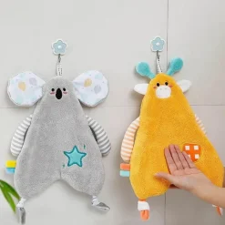Tom Küche & Esszimmer-Handtuch mit Cartoon-Tieren – weiches Korallenvlies, hohe Saugfähigkeit, Kinderhandtuch