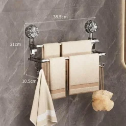 The Blissful Bath Badezimmer-Handtuchhalter mit Saugnapf – Badezimmer-Organizer mit Doppelstange