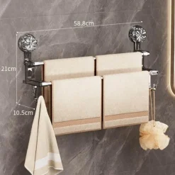 The Blissful Bath Badezimmer-Handtuchhalter mit Saugnapf – Badezimmer-Organizer mit Doppelstange