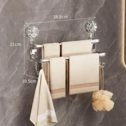 The Blissful Bath Badezimmer-Handtuchhalter mit Saugnapf – Badezimmer-Organizer mit Doppelstange