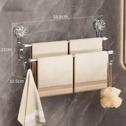 The Blissful Bath Badezimmer-Handtuchhalter mit Saugnapf – Badezimmer-Organizer mit Doppelstange