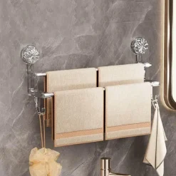 The Blissful Bath Badezimmer-Handtuchhalter mit Saugnapf – Badezimmer-Organizer mit Doppelstange