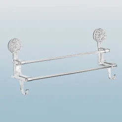 The Blissful Bath Badezimmer-Handtuchhalter mit Saugnapf – Badezimmer-Organizer mit Doppelstange