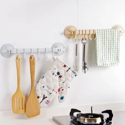 Tranquil Waters Badezimmer|Küche & Esszimmer-Handtuchhalter mit verstellbarem Haken und doppelter Saugnapfhalterung