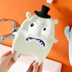 Tom Küche & Esszimmer-Handtuchset mit Cartoon-Tiermotiv – Korallensamt, 4 Farben