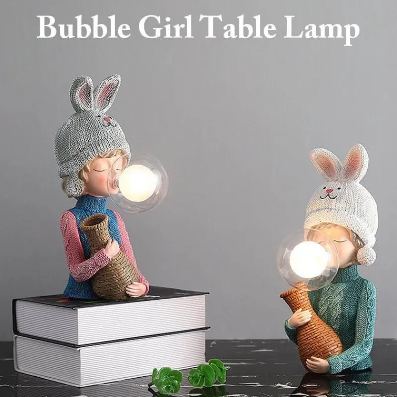 Bright Accents Beleuchtung-Hasenohr-Schreibtischlampe – Niedliche Blasenleuchte