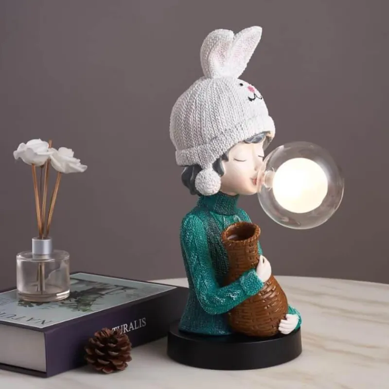Bright Accents Beleuchtung-Hasenohr-Schreibtischlampe – Niedliche Blasenleuchte