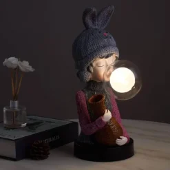 Bright Accents Beleuchtung-Hasenohr-Schreibtischlampe – Niedliche Blasenleuchte