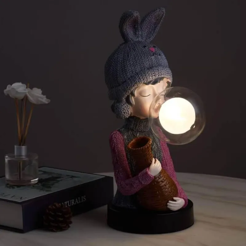 Bright Accents Beleuchtung-Hasenohr-Schreibtischlampe – Niedliche Blasenleuchte