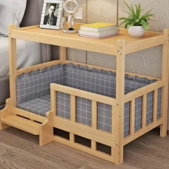 Cozy Living Haustierzubehör|Haustierbetten-Haustierbett aus Holz – Abnehmbares Tischbett für pelzige Freunde