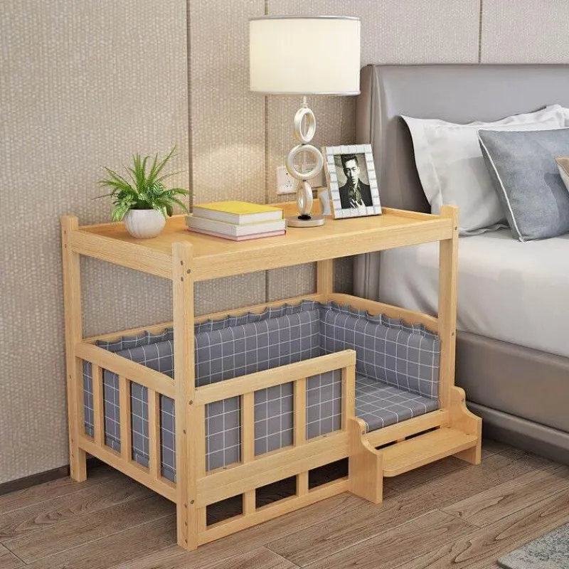 Cozy Living Haustierzubehör|Haustierbetten-Haustierbett aus Holz – Abnehmbares Tischbett für pelzige Freunde