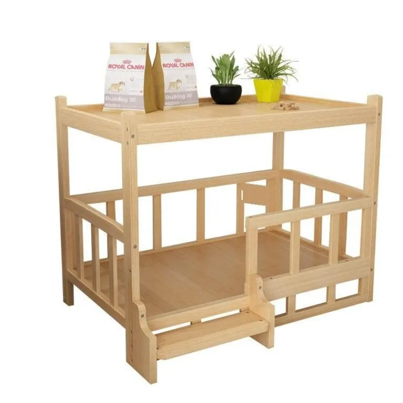 Cozy Living Haustierzubehör|Haustierbetten-Haustierbett aus Holz – Abnehmbares Tischbett für pelzige Freunde