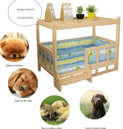 Cozy Living Haustierzubehör|Haustierbetten-Haustierbett aus Holz – Abnehmbares Tischbett für pelzige Freunde