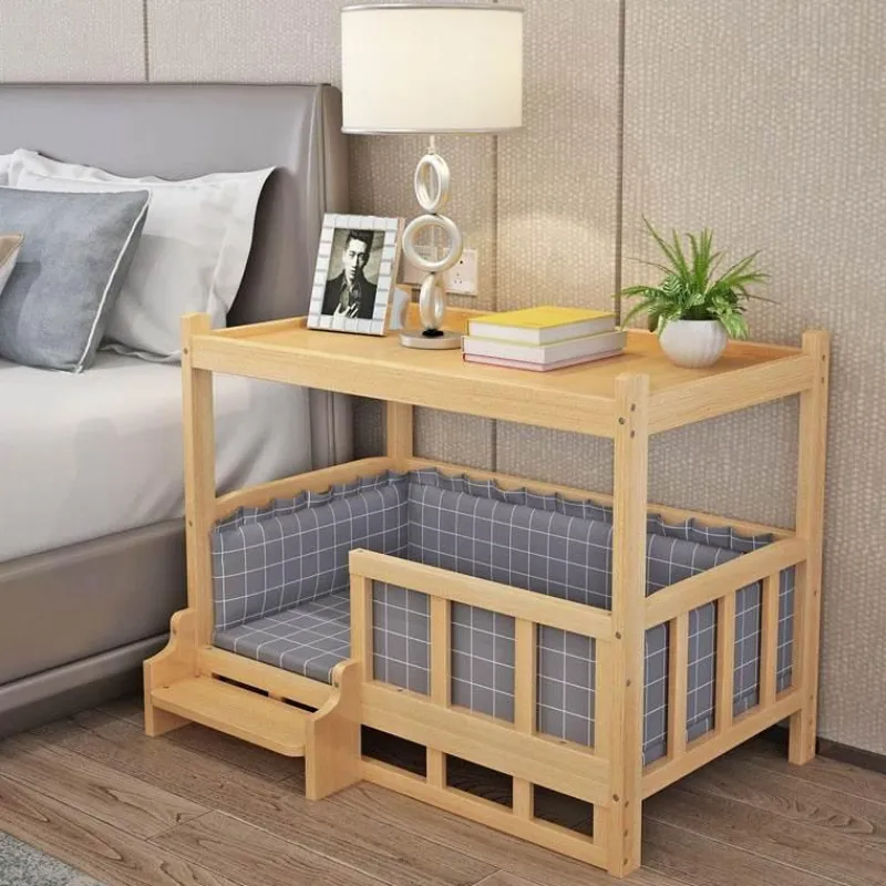 Cozy Living Haustierzubehör|Haustierbetten-Haustierbett aus Holz – Abnehmbares Tischbett für pelzige Freunde