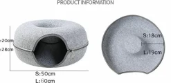 Decor Haustierzubehör|Haustierbetten-Haustierhöhlenbett aus natürlichem Filz – gemütliches Donut-Katzen- und Hundebett