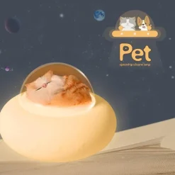 Bright Accents Beleuchtung-Haustier-Raumschiff-Nachtlicht – Niedliche Silikonlampe für Haustiere