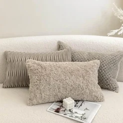 The Cushion Corner Bettzeug-Hellgraue Kissenbezüge mit Kaffeestruktur - Moderne Wohndekor-Kissen