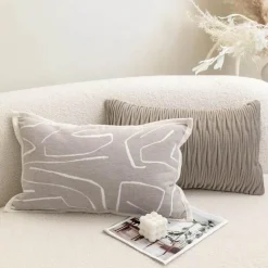 The Cushion Corner Bettzeug-Hellgraue Kissenbezüge mit Kaffeestruktur - Moderne Wohndekor-Kissen