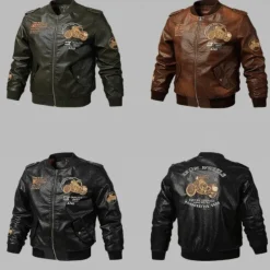 Herren Heritage Threads Herrenbekleidung-Herren-Bikerjacke aus Kunstleder – klassischer Motorrad-Stil