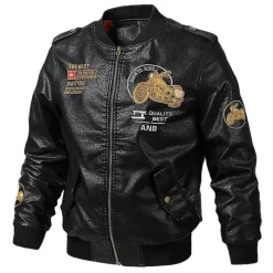 Herren Heritage Threads Herrenbekleidung-Herren-Bikerjacke aus Kunstleder – klassischer Motorrad-Stil