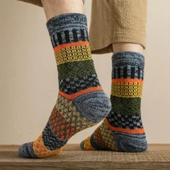 Herren Heritage Threads Herrenbekleidung-Herren-Crew-Socken im Ethno-Stil – Stilvolle Socken im kulturellen Stil
