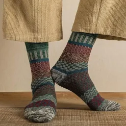 Herren Heritage Threads Herrenbekleidung-Herren-Crew-Socken im Ethno-Stil – Stilvolle Socken im kulturellen Stil