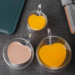 Plates u0026 More Küche & Esszimmer-Herzförmiger doppelwandiger Kaffeebecher - Süßes Trinkgeschirr aus Glas