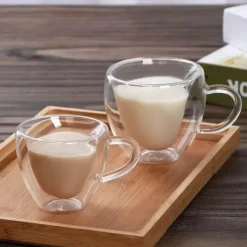 Plates u0026 More Küche & Esszimmer-Herzförmiger doppelwandiger Kaffeebecher - Süßes Trinkgeschirr aus Glas