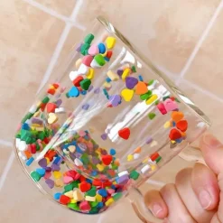 Tom Küche & Esszimmer-Herzförmiger Treibsandglasbecher - Doppelschichtiges Trinkgeschirr