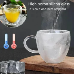 Tom Küche & Esszimmer-Herzförmiges Kaffeebecher-Set aus Glas, perfekt für Tee, Saft und Wasser