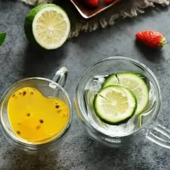 Tom Küche & Esszimmer-Herzförmiges Kaffeebecher-Set aus Glas, perfekt für Tee, Saft und Wasser