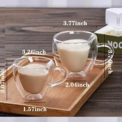 Tom Küche & Esszimmer-Herzförmiges Kaffeebecher-Set aus Glas, perfekt für Tee, Saft und Wasser