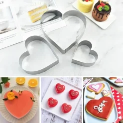 Tom Küche & Esszimmer-Herzförmiges Mousse-Form-Set – Backwerkzeug aus Edelstahl für Kuchen und Desserts
