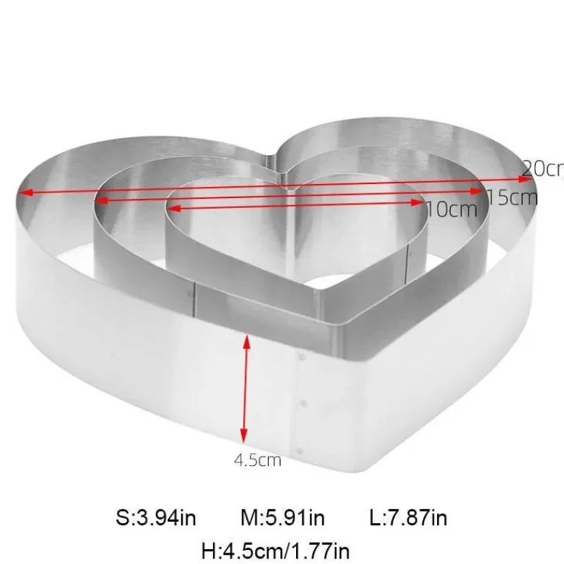 Tom Küche & Esszimmer-Herzförmiges Mousse-Form-Set – Backwerkzeug aus Edelstahl für Kuchen und Desserts