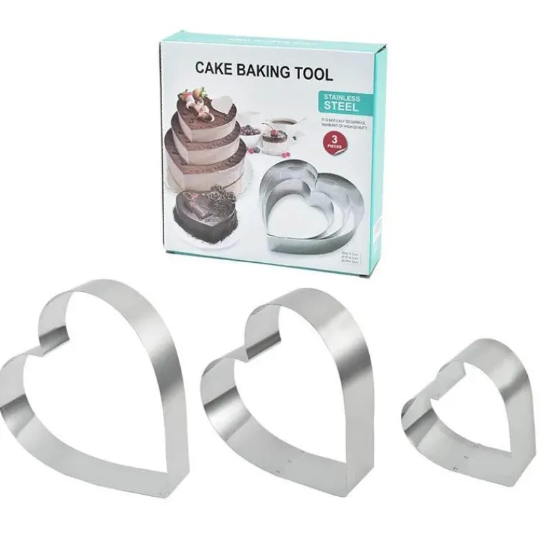 Tom Küche & Esszimmer-Herzförmiges Mousse-Form-Set – Backwerkzeug aus Edelstahl für Kuchen und Desserts