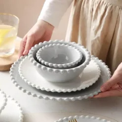 Elegance at the Table Küche & Esszimmer-Herzförmiges Perlen-Essteller-Set – Elegantes Porzellangeschirr