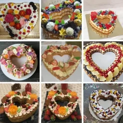 Tom Küche & Esszimmer-Herz-Kuchenform-Set – Backwerkzeuge aus PET-Kunststoff 68101214 Zoll