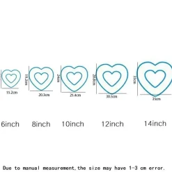 Tom Küche & Esszimmer-Herz-Kuchenform-Set – Backwerkzeuge aus PET-Kunststoff 68101214 Zoll