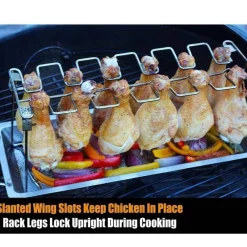 Adventure Basecamp Camping Im Freien|Outdoor-Artikel-Hähnchenflügelhalter aus Edelstahl – Grillzubehör