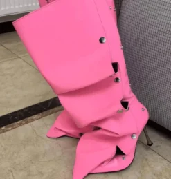 Damen Wilderness Haven Damenschuhe-High Heel Denim Boots für Damen – Stylische lange Jeansschuhe