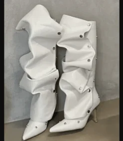 Damen Wilderness Haven Damenschuhe-High Heel Denim Boots für Damen – Stylische lange Jeansschuhe