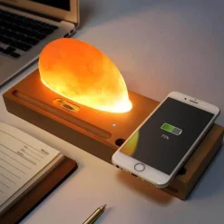 Comfort u0026 Style Beleuchtung-Himalaya-Salzlampe mit kabellosem Ladegerät – LED-Nachtlicht