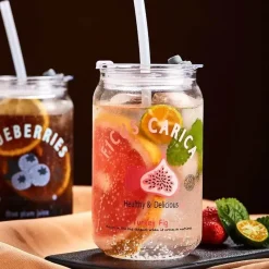 Plates u0026 More Küche & Esszimmer-Hitzebeständige Milchteetassen aus Glas mit Strohhalm - Klare Wassergläser