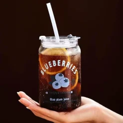 Plates u0026 More Küche & Esszimmer-Hitzebeständige Milchteetassen aus Glas mit Strohhalm - Klare Wassergläser