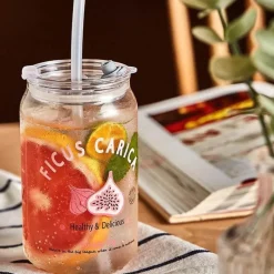 Plates u0026 More Küche & Esszimmer-Hitzebeständige Milchteetassen aus Glas mit Strohhalm - Klare Wassergläser